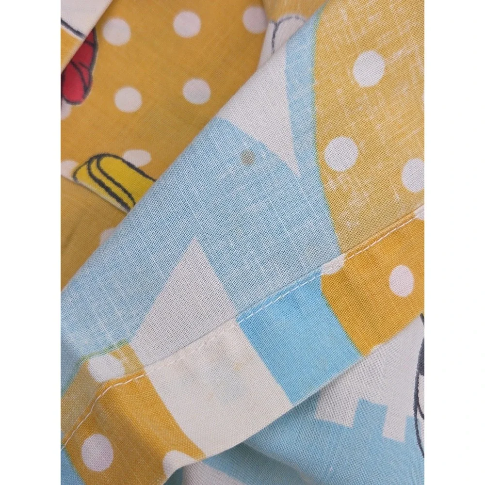 2 Vtg 70s Disney World Twin Flat Sheets Polka Dot Mickey Minnie Donald Pacific